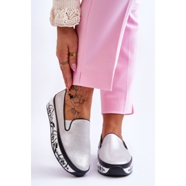 S.Barski Sneakers Slip-On in Pelle da Donna Argento Ottavia 1