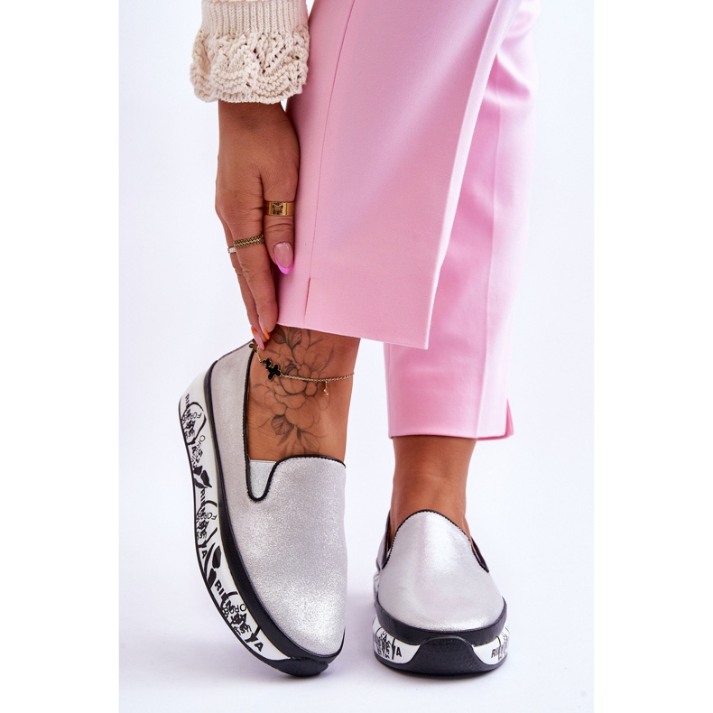 S.Barski Sneakers Slip-On in Pelle da Donna Argento Ottavia 1