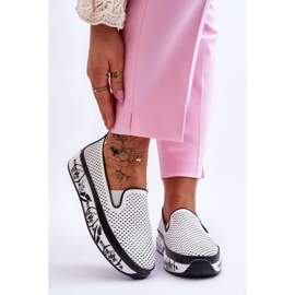 S.Barski Sneakers Donna In Pelle Traforata Slip-On Bianco Sorito 1