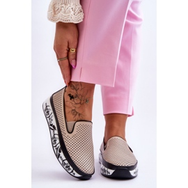 S.Barski Sneakers Donna In Pelle Traforata Slip-On Beige Sorito 1