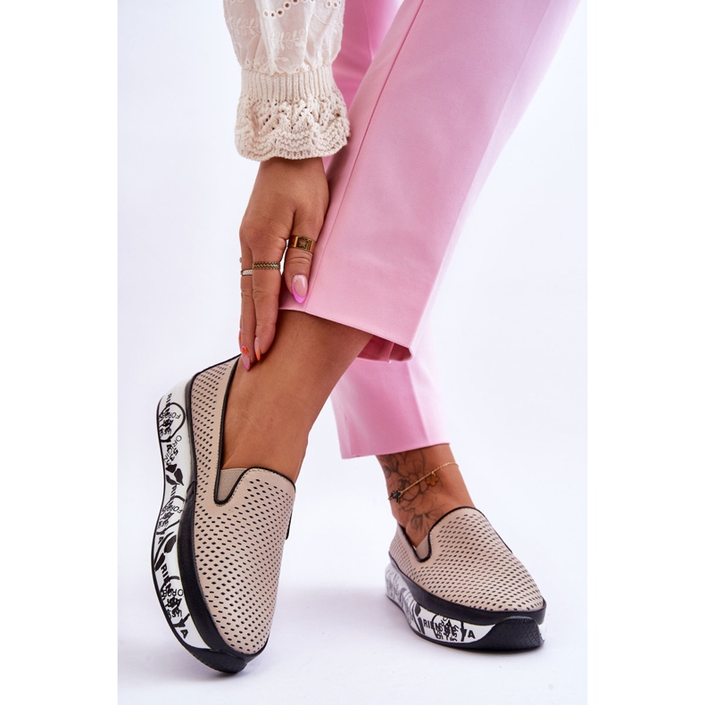 S.Barski Sneakers Donna In Pelle Traforata Slip-On Beige Sorito 2