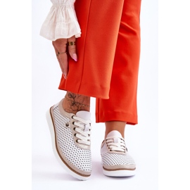 S.Barski Scarpe sportive traforate in pelle alla moda Cantare bianco e oro bianca 1