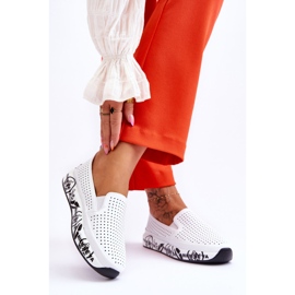 S.Barski Sneakers Slip-On Traforate in Pelle Bianche Gedra bianco 2