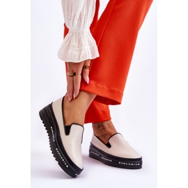 S.Barski Sneakers Slip-On con plateau in pelle beige Madeline 2