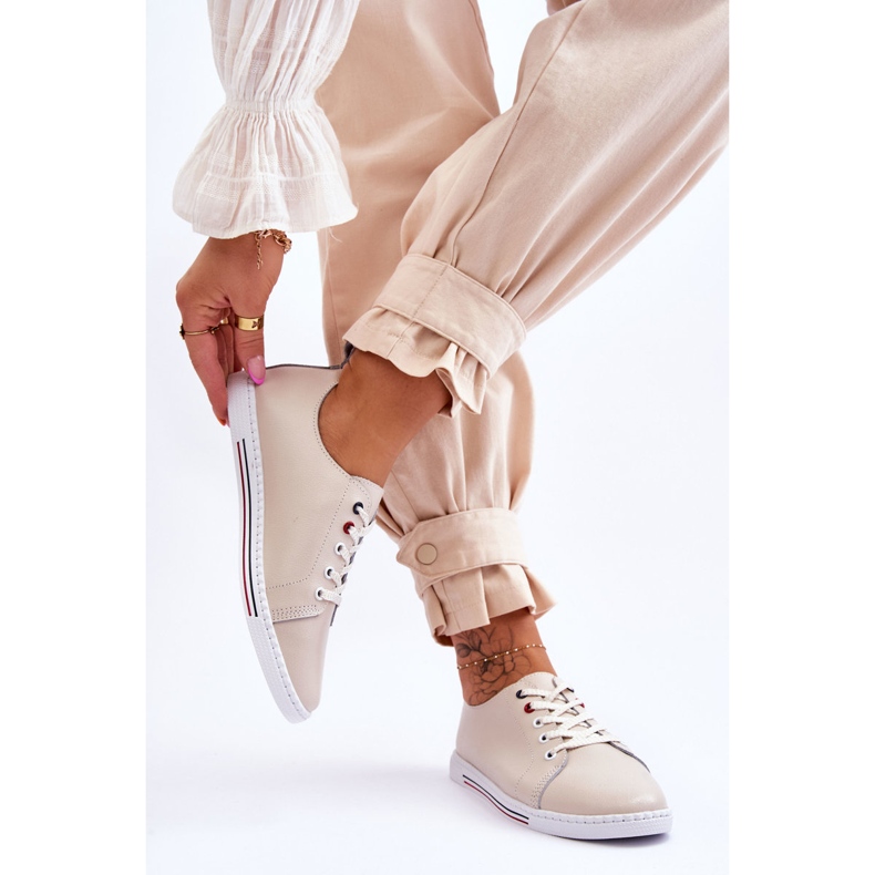 S.Barski Sneakers Pelle Donna Beige Renes marrone 2