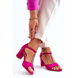 S.Barski Sandali Donna Camoscio Sul Tacco Florines Fucsia rosa 2