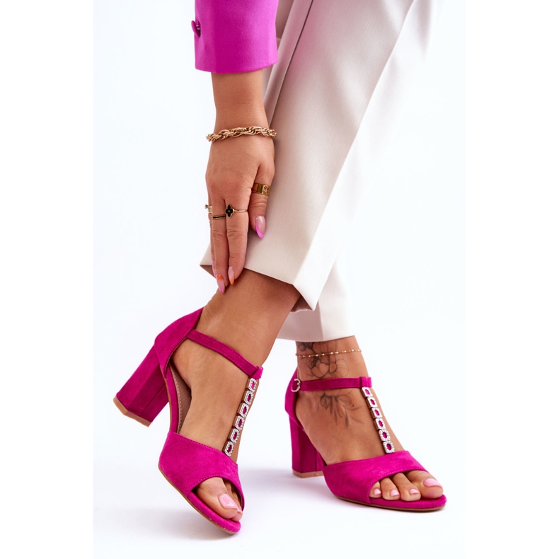 S.Barski Sandali Donna Camoscio Sul Tacco Florines Fucsia rosa 2