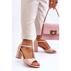S.Barski Sandali Tacco Camoscio Donna Beige Florines 2