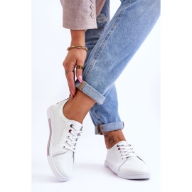 S.Barski Sneakers Donna In Pelle Traforata Bianco Ferone 2