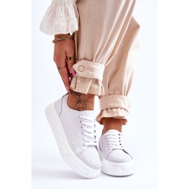 S.Barski Scarpe Sportive In Pelle Su Una Piattaforma Chunky Bianco Montigo 1