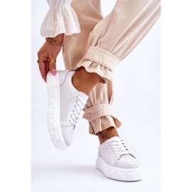 S.Barski Scarpe Sportive In Pelle Su Una Piattaforma Chunky Bianco Montigo 2