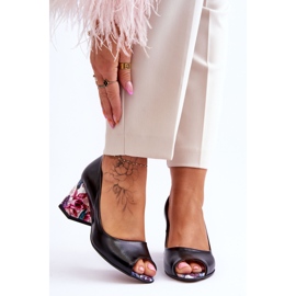 Lewski Shoes Décolleté in Pelle Con Tacco Decorativo Leski Shoes 2608/K Nero 1