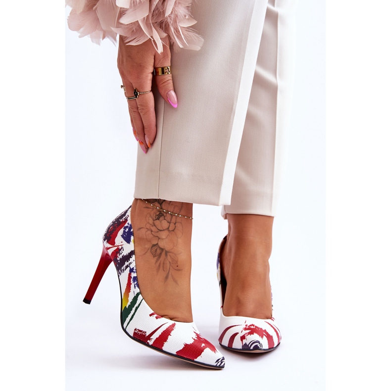 Lewski Shoes Scarpe di cuoio alla moda di Leski degli alti talloni 2659 bianche e rosse bianco 1
