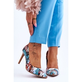 Lewski Shoes Scarpe di cuoio alla moda di Leski degli alti talloni 2659 Verde-Blu multicolore 1