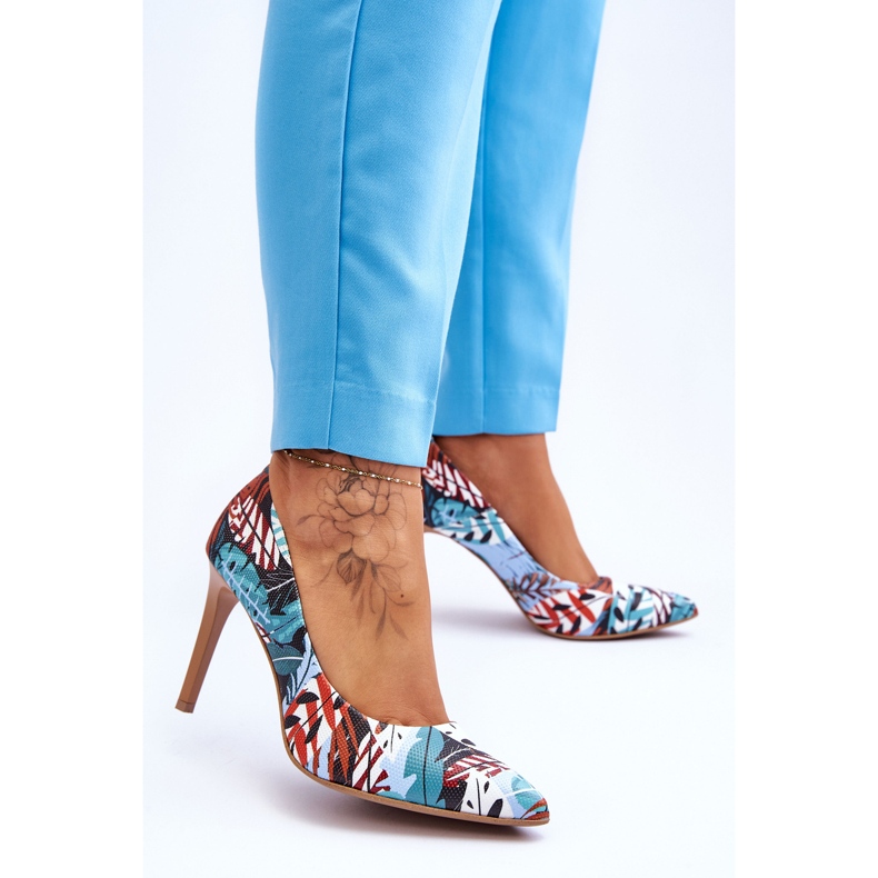 Lewski Shoes Scarpe di cuoio alla moda di Leski degli alti talloni 2659 Verde-Blu multicolore 2
