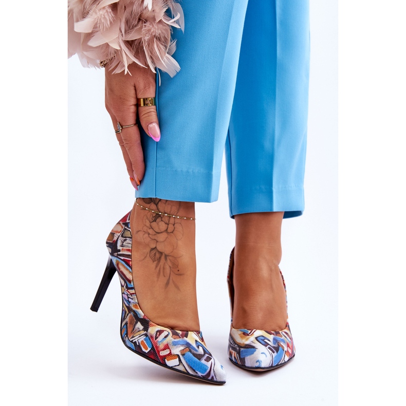Lewski Shoes Lewski dei tacchi alti di cuoio alla moda calza 2659 il nero e l'azzurro multicolore 1