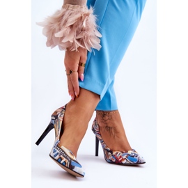 Lewski Shoes Lewski dei tacchi alti di cuoio alla moda calza 2659 il nero e l'azzurro multicolore 2