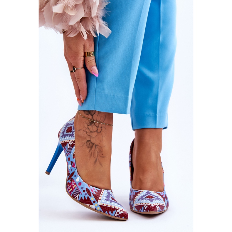 Lewski Shoes Scarpe di cuoio alla moda di Leski degli alti talloni 2659 blu-rosso multicolore 1
