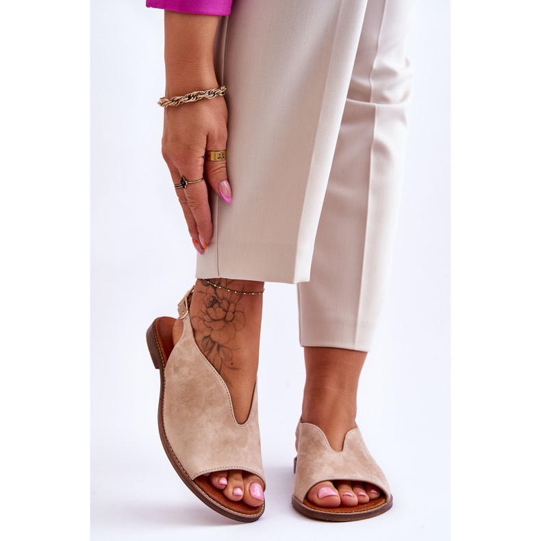 Sandali in camoscio da donna Lewski Shoes 3220/X Beige 1