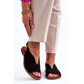 Sandali in camoscio da donna Lewski Shoes 3220/X Nero 1