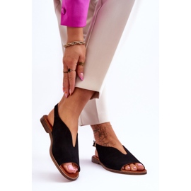 Sandali in camoscio da donna Lewski Shoes 3220/X Nero 2