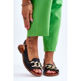 Sandali in pelle da donna Lewski Shoes 3230 Black Peas nero 1