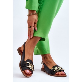 Sandali in pelle da donna Lewski Shoes 3230 Black Peas nero 2
