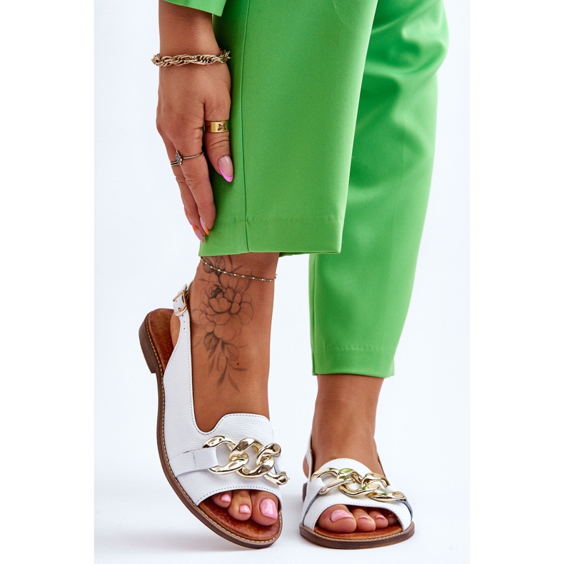 Lewski Shoes Sandali in pelle da donna Leewski Shoes 3230 White Peas bianco 1