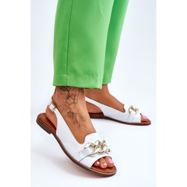 Lewski Shoes Sandali in pelle da donna Leewski Shoes 3230 White Peas bianca 2