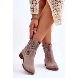 Lewski Shoes Stivali traforati in pelle scamosciata da donna Leski Shoes 3301 Cappuccino marrone 2