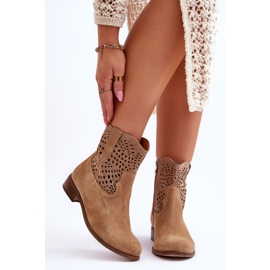 Lewski Shoes Stivali traforati in pelle scamosciata da donna Leski Shoes 3301 Beige 1