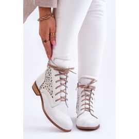Lewski Shoes Stivali con cerniera in pelle da donna Left Shoes 3186 White Peas bianco 1