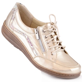 Scarpe da donna comode in pelle dorate Helios 411 d'oro 1