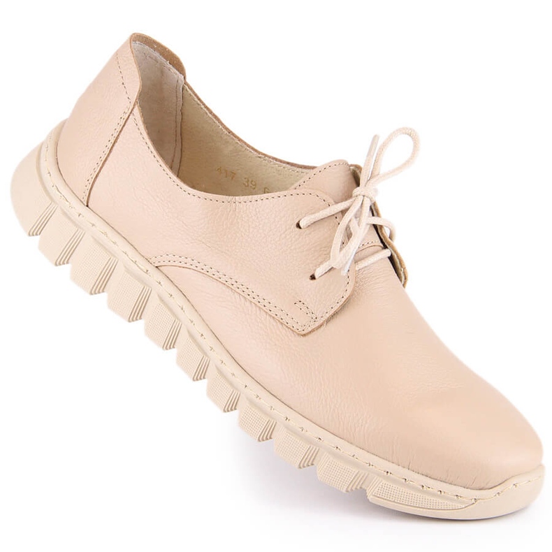 Scarpe comode in pelle da donna, beige chiaro Helios 417 1
