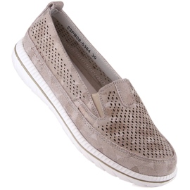 Comode scarpe slip-on beige da donna in pelle eVento 5364 1