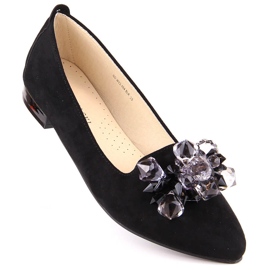 Ballerine da donna in camoscio nero con cristalli T.Sokolski W23-464 2