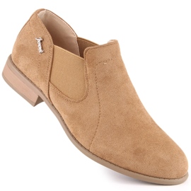 Scarpe slip-on da donna in camoscio beige Jezzi ASA142-26A 1