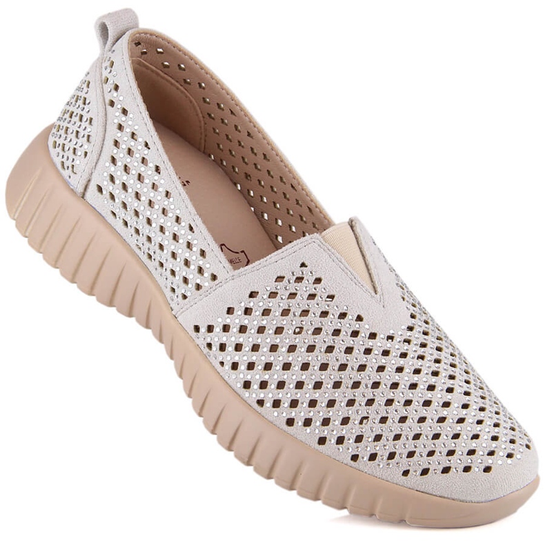 Scarpe slip-on da donna traforate con elastico Jezzi MR2270-3 grigio 1