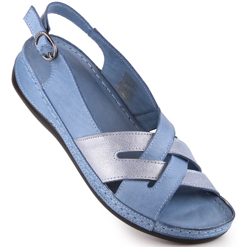 Sandali piatti da donna in pelle blu T.Sokolski L22-521 1
