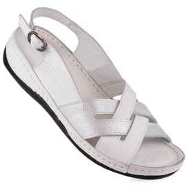 Sandali piatti da donna in pelle bianca T.Sokolski L22-521 2