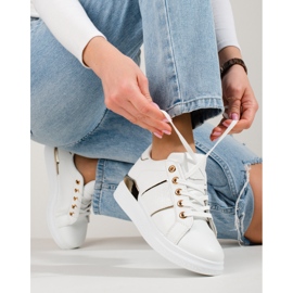 Scarpe sportive da donna bianche e oro Sneakers Shelovet bianco 1