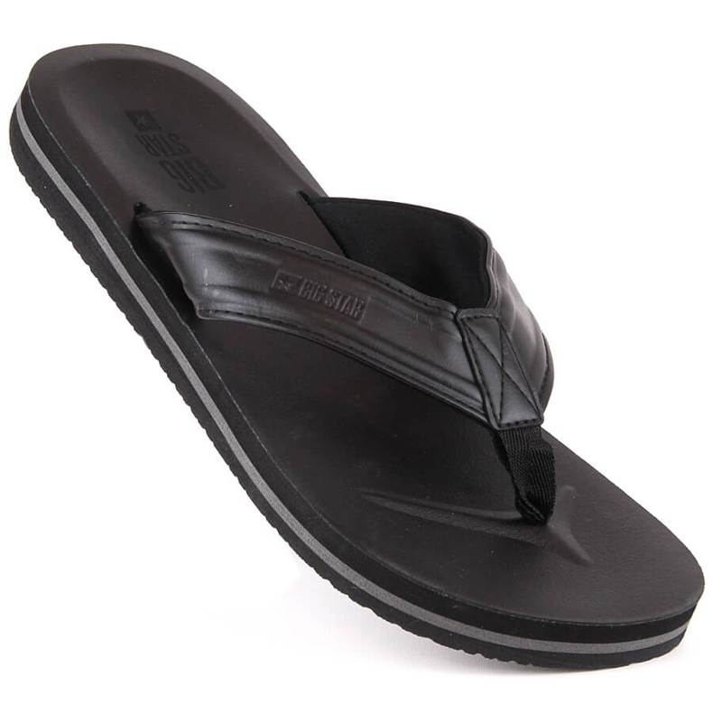 Infradito da uomo in pelle ecologica nera Big Star LL174605 nero 2