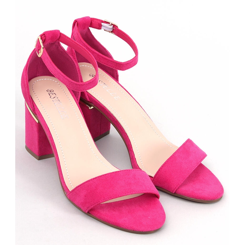 BM Dicarlo Sandali con tacco in camoscio fucsia rosa 1