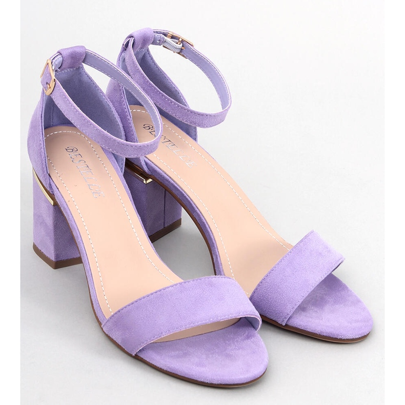 BM Sandali Dicarlo LT.PURPLE in camoscio con tacco viola 1