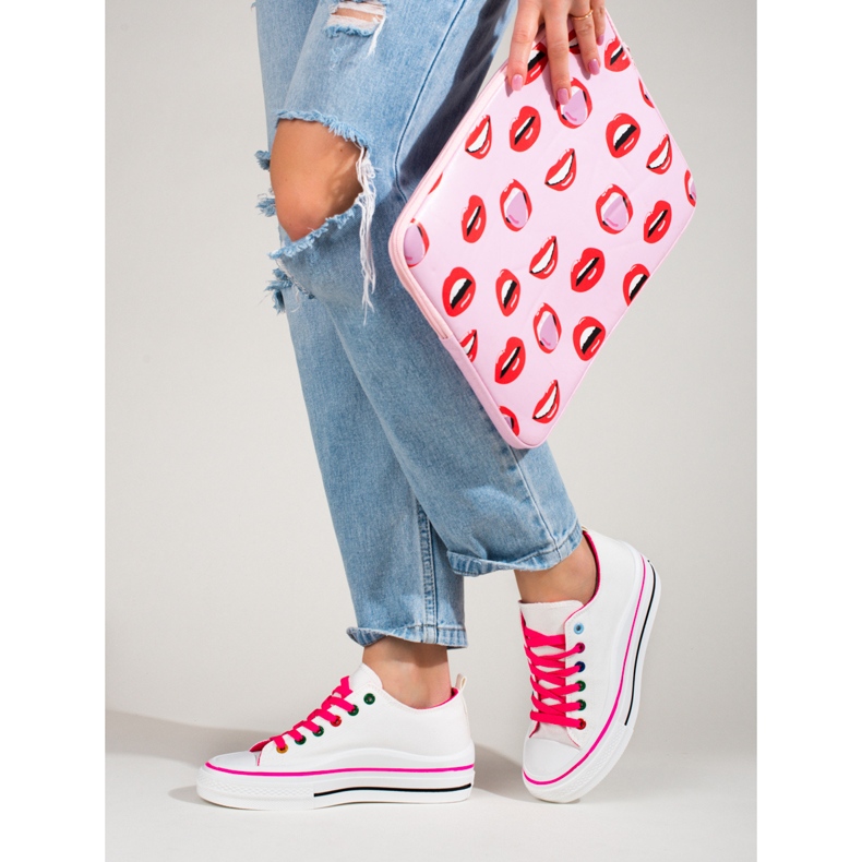 Sneakers con plateau da donna Shelovet bianche bianca 2