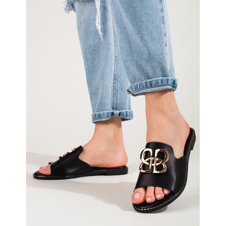 Eleganti infradito nere con fibbia shelovet nero 1