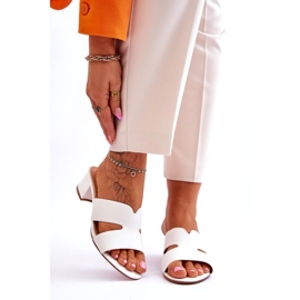 Infradito classiche in pelle con tacco basso, colore bianco 1