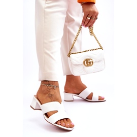 Infradito classiche in pelle con tacco basso, colore bianco 3