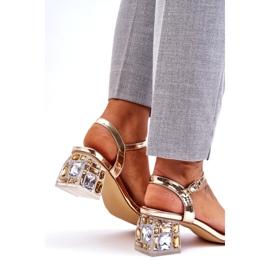 S.Barski Sandali Con Tacco Alto Da Donna Con Cristalli, Colore Oro d'oro 4
