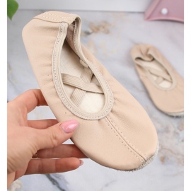 Ballerine da bambina in pelle per ballare con elastici beige Nazo NB02 1